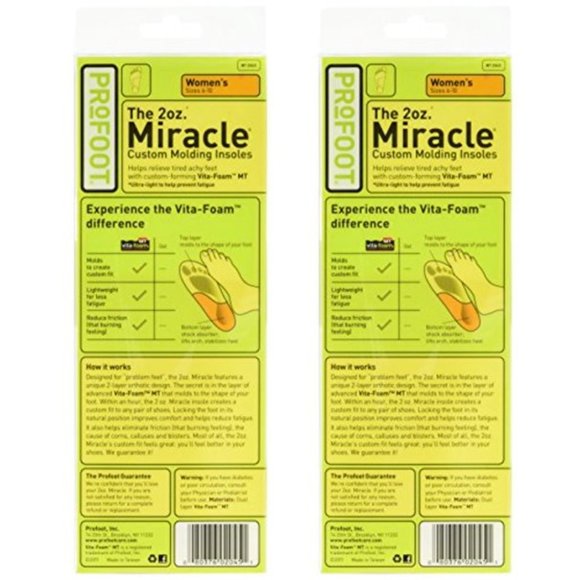 Qty (2) Pairs Profoot 2045 "The 2oz. Miracle" Custom Molding Memory Foam Insoles - Picture 2 of 3